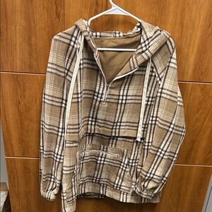 Plaid Hooded Pullover Jacket